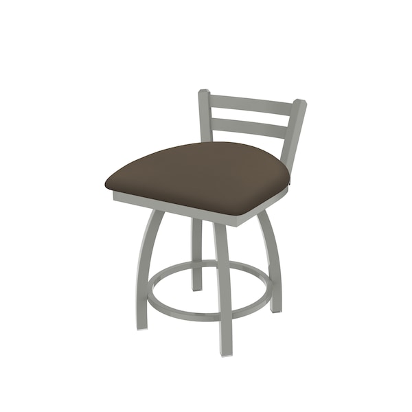 18" Low Back Swivel Vanity Stool, Nickel Finish, Canter Earth Seat